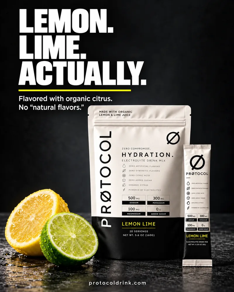PRØTOCOL bag and stick pack with fresh lemons and limes